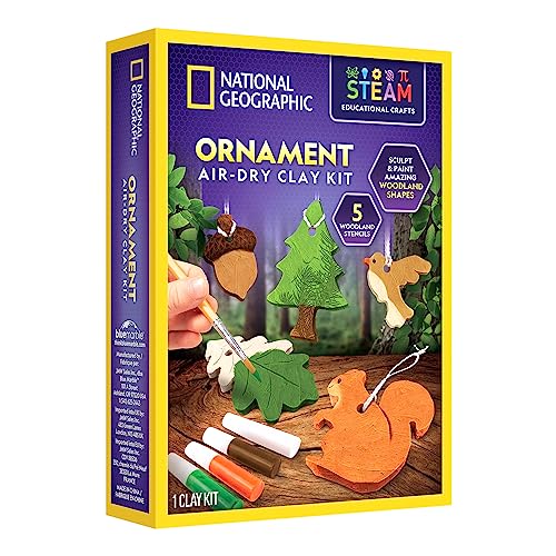 National Geographic Kids Ornament Air Dry Modelling Clay - Self Hardening Clay with Stencils and Tools | STEM Activity Gifts for 8+ Year Old Boys and Girls - color: Ng Air-dry Clay Ornaments