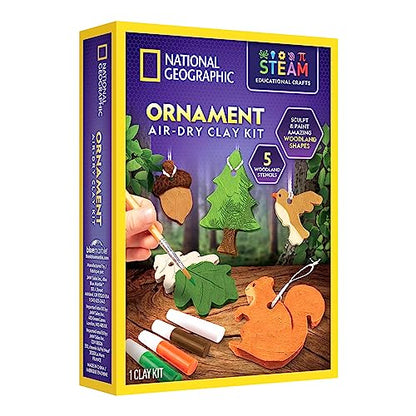 National Geographic Kids Ornament Air Dry Modelling Clay - Self Hardening Clay with Stencils and Tools | STEM Activity Gifts for 8+ Year Old Boys and Girls - color: Ng Air-dry Clay Ornaments