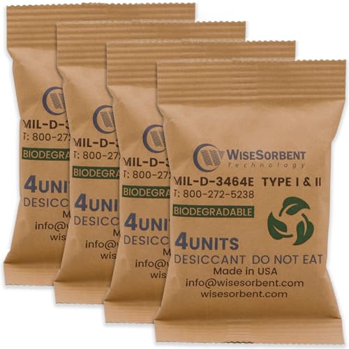 Wisesorb Kraft Clay Desiccants Packs for Safe, 132 Gram 70 Packs Dehumidifier for Gun Safe, 4 Unit Military Grade Moisture Absorbers, Conforms to MIL-D-3464E Type I & II Absorbents - size: 70 PACK