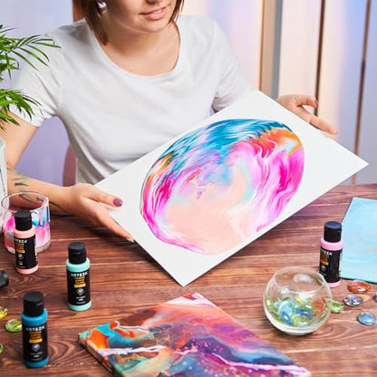 ARTEZA Acrylic Pouring Paint - 2oz (60 ml) Neon Purple, High Flow, No Mixing Needed, For Canvas, Glass, Paper, Wood, Tile, Stones - color: Neon Purple, size: 2 Fl Oz (Pack of 1)