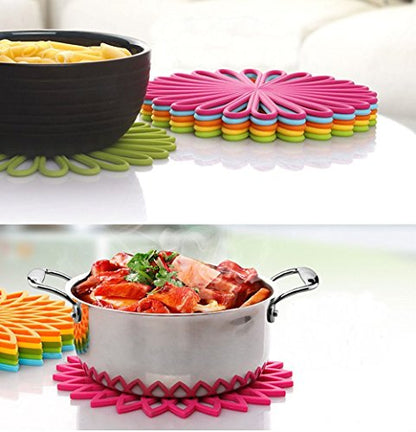 ME.FAN Silicone Trivet Mat - Kitchen Hot Pads for Pots & Dish - Insulated Teapot Trivet - Flexible, Durable, Non-Slip Large Coasters 3 Set Olive Green - color: 3set-olive Green