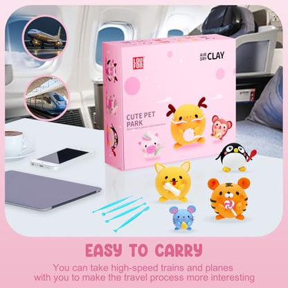 LOUFOR Air Dry Clay Kits - Modeling Clay for Kids, Ultra Light & Soft, Safe & Non-Toxic, 12 Boxes DIY Model Magic Clay with Sculpting Tools & Tutorials, Creatible Art Crafts Toys Gifts Boys Girls - color: #03-Cute Pet Park