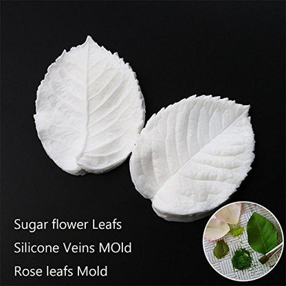 KALAIEN Leaf Petal Veiner Gum Paste Mold Sugar Craft Tools Rose Flower Leaf Vein Double Veiners Mold - color: Rose Petal