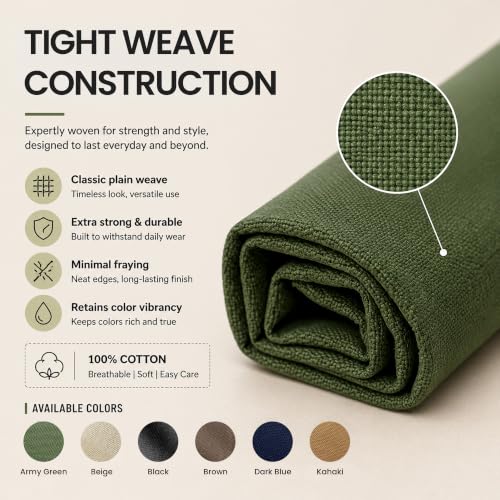 Wildarms 100% Cotton Canvas Fabric by The Yard - 59" Wide 12oz Heavy Duty Natural Duck Canvas for Sewing DIY, Tote Bags, Upholstery & Embroidery (Army Green, Cut by the Yard - color: Army Green, size: 1-Yard Pre-Cut (Non-Continuous)