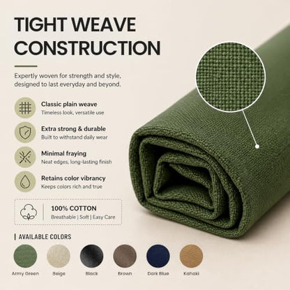 Wildarms 100% Cotton Canvas Fabric by The Yard - 59" Wide 12oz Heavy Duty Natural Duck Canvas for Sewing DIY, Tote Bags, Upholstery & Embroidery (Army Green, Cut by the Yard - color: Army Green, size: 1-Yard Pre-Cut (Non-Continuous)