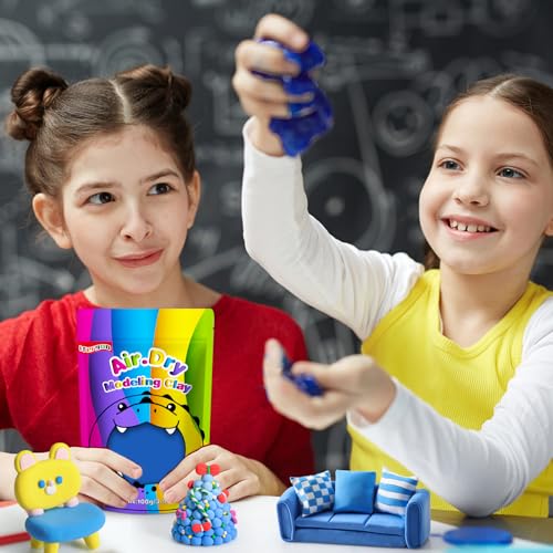 ifergoo Blue Air Dry Clay, DIY Creative Modeling Clay for Kids, Super Light Magic Foam Clay for Kids Age 3-12, Soft, No-Sticky & Non-Toxic, Molding Clay for School Art & Craft Project(Blue 100g/3.5oz) - color: Blue/100g