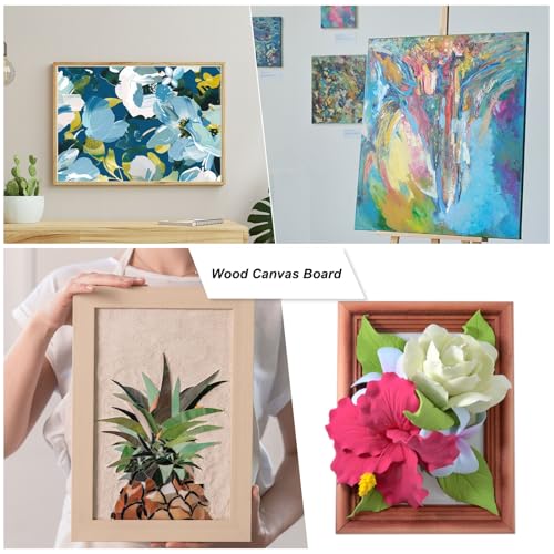 PATIKIL 9 x 7.5 Inch Wood Panel Board, 6 Pack Unfinished Wooden Canvas Boards Square Blank Deep Cradle Board for Painting Pouring DIY Art Use with Oils Acrylics - size: 9 x 7.5 Inch