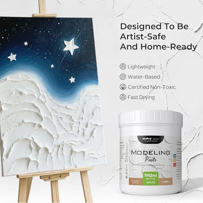Nicpro Modeling Paste 1142 ml / 56.4 oz for Acrylic Painting, High Density Acrylic Medium for Texture Art and Thickness, Structural Molding Texture Paste for Canvas Paint, Art Projects, DIY, 3D Effect - size: 1142 ml