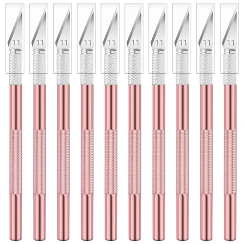 Jetmore 10 Pack Exacto Knife Set – Precision Craft Knife, Hobby Knife, and Art Knife Kit for Cutting, Carving, Engraving, Scrapbooking, and DIY (Pink) - color: Pink, size: 10 Pack