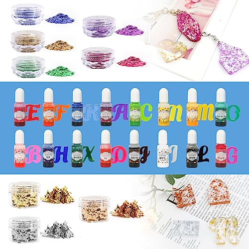 1 Gallon Crystal Clear Epoxy Resin Kit, High-Glossy& No Bubbles, Art & Casting Resin with 16 Epoxy Resin Pigment, Foil Flakes, Sequin,Craft Clear Resin for Art Crafts, Jewelry, Molds - size: 1 Gallon kit