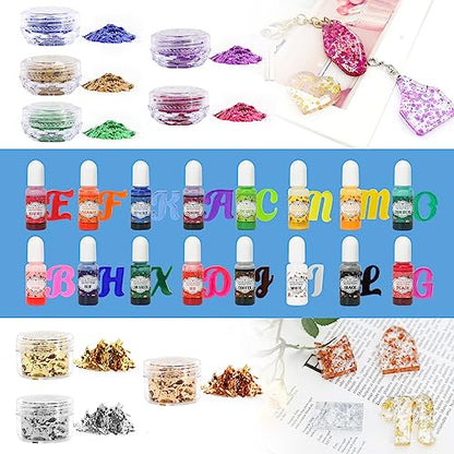 1 Gallon Crystal Clear Epoxy Resin Kit, High-Glossy& No Bubbles, Art & Casting Resin with 16 Epoxy Resin Pigment, Foil Flakes, Sequin,Craft Clear Resin for Art Crafts, Jewelry, Molds - size: 1 Gallon kit