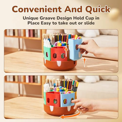 GAMENOTE Rotating Art Supply Storage Organizer, Lazy Susan Office School Supplies for Kids Desk Organizers and Homeschool Supplies Craft Caddy Classroom Organization (Small) - size: Small, 8"d x 5"h