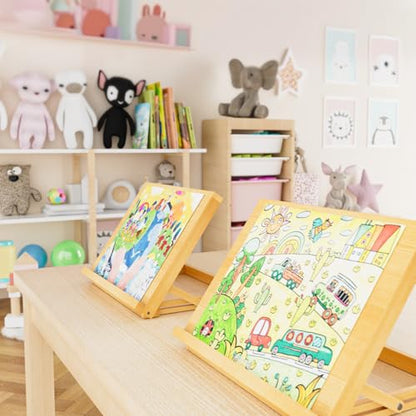 LUCYCAZ Tabletop Easel for Kids, Lightweight Art Easel for Painting, Beechwood Portable Easel Stand for Artists, Adjustable Angle Drawing and Sketching Board to Hold Book or Cookbook for Adults - style: Tabletop Easel