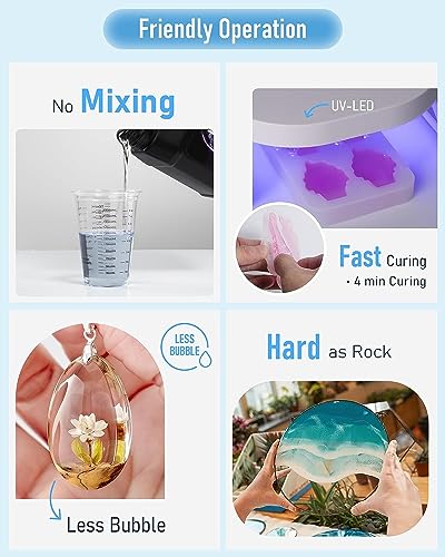 Nicpro UV Resin Kit 2000g, Large Crystal Clear UV Cure Epoxy Resin Supplies, Low Odor & Quick Curing Transparent Solar Activated Glue for Jewelry Making, Handmade DIY Craft, Coating and Casting - size: 2000 g