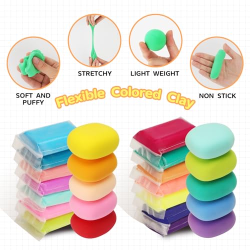 Air Dry Clay, 12 Packs Molding Clay, Foam Clay, Non-Sticky Soft Lightweight Clay for Kids, Age 3-12, Perfect for Arts Crafts, Pink - color: Pink
