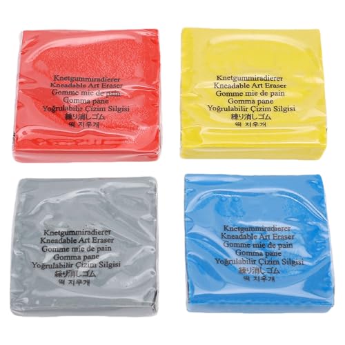 4 Color Eraser Set Kneaded Art Erasers for Sketching, Charcoal Pencil, Painting and Shading - Flexible and Malleable, Easy to Clean, Ideal for Artists and Students