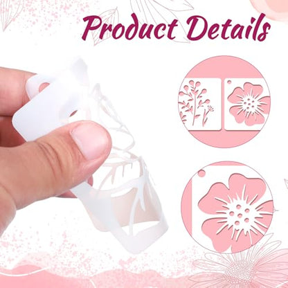 20 Pcs Flower Stencils for Crafts Reusable Flower Stencils for Painting on Wood Paintings Crafts Templates Drawing Stencil for Painting on Wood Rocks Canvas Fabric Glass Pottery