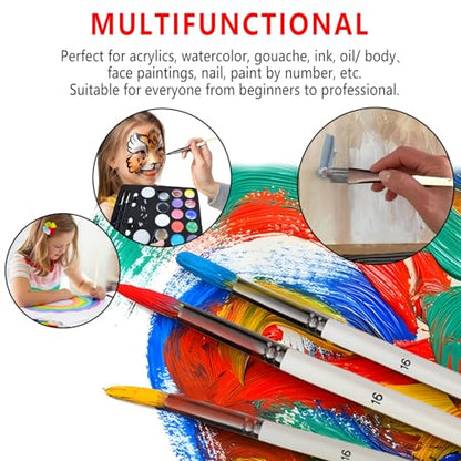 24pcs Paint Brush Set, Expert Series, 23 Different Shapes + Mixing Knife with Cloth Roll Case, Enhanced Synthetic Painting Brushes Set for Acrylic, Watercolor, Oil, Gouache (Cream) - color: Cream