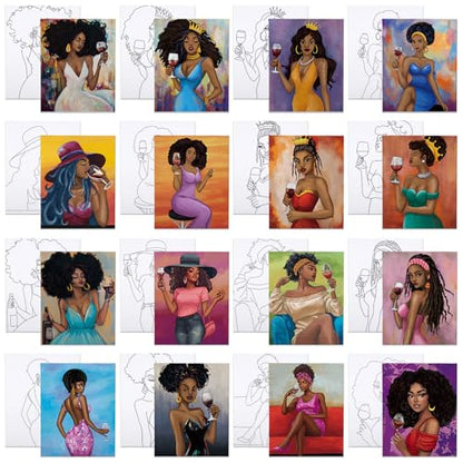 16 Pcs Pre Drawn Canvas for Painting for Adults Sip and Paint Kit Pre Printed Canvas to Paint DIY Art Party Supplies Girls Night Date Night (Sip Lady, 8x10 in) - size: 8x10 in, style: Sip Lady