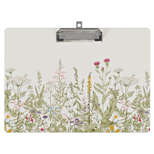 Clipboard Landscape Wooden with Designs A4 Letter Standard Size 9" x 12.5" Cute Horizontal Clipboards with Low Profile Clip for Drawing Office Supplies(Garden Flowers) - color: Garden Flowers, size: Horizontal Clipboard（9" x 12.5"）