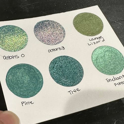 IUILE Handmade Watercolor Paints - Green Half Pan Set (6 colors) - color: Green