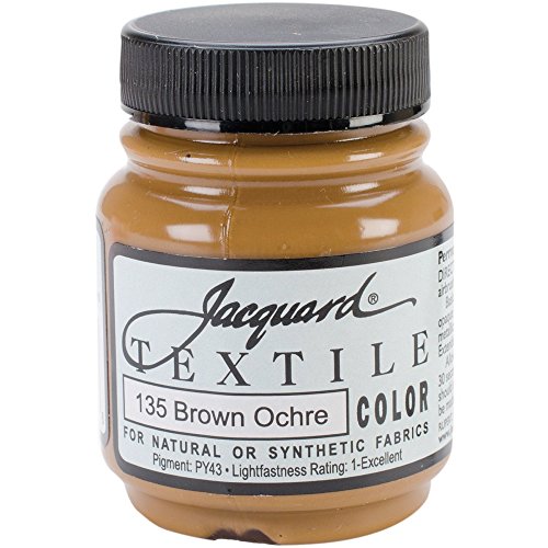 Jacquard Fabric 2.25 Oz Jar, Color Brown Ochre for Clothes, Furniture Upholstery, Shoes or Tote Bags – Indoor & Outdoor - color: Brown Ochre, size: 2.25 Fl Oz (Pack of 1)
