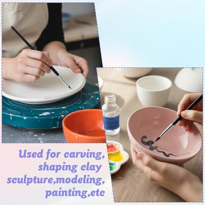 10Pcs Silicone Brushes for Crafts Clay Tools Rubber Tip Paint Glue Brush Professional Sculpting Tools for Handicraft Pottery Artwork Shaping Carving DIY