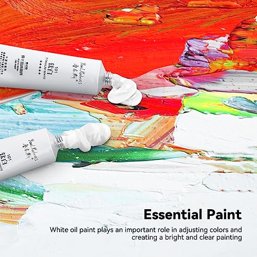 Paul Rubens Titanium White Oil Paint, 3 * 50ml Oil Colors with High Saturation, Large Capacity Tubes, Faster Drying Time with Creamy Texture and Consistency for Artists, Students, Beginners - color: White