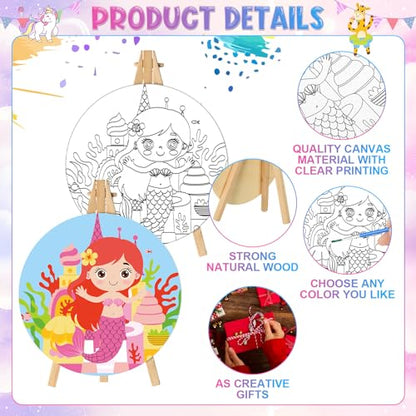 Supervitae 72 Piece 5.9" Round Pre Drawn Canvas Cute Spring Animals Sip and Paint Kit for Kids Adults with Pictures Paints Easels Brushes for Spring Summer Easter DIY Painting Party Gifts - size: 5.9", style: Cute Animals