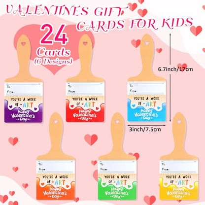 Skyygemm 24 Sets Valentines Day Gifts for Kids Valentines Cards Mini Painting Canvas Panel with Wooden Easel Watercolor Paints Brush Kit for School Classroom Exchange Gifts(Animal) - style: Animal