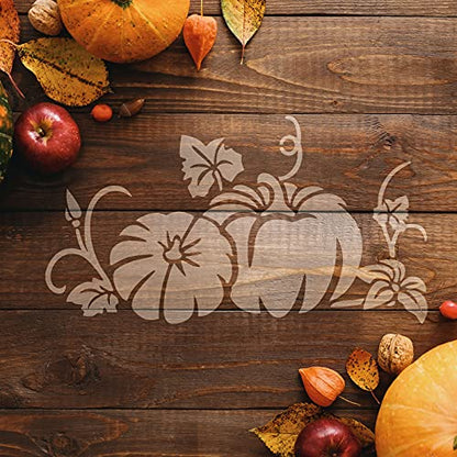 Clabby 5 Sheets Fall Thanksgiving Stencils for Painting on Wood Large Pumpkin Reusable Stencils Fall Art Painting Template for Windows Wall DIY Crafts Decorations(11.7 x 8.3 Inch) - size: 11.7 x 8.3 Inch