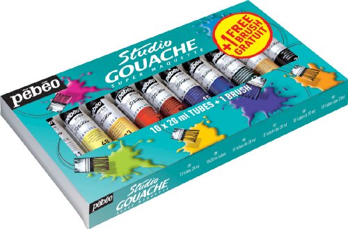 P茅b茅o 230199 Gouache Studio + Starter Painting Set 10x 20 ml Tubes + Brush