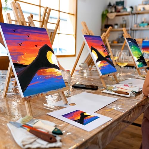 Sip and Paint Kit for Adults,Pre Drawn Canvas 4 Pack Painting Kit Party Date Night Couples Paint Art Canvas Set Valentine 8x10 in - size: 8x10, style: style 11