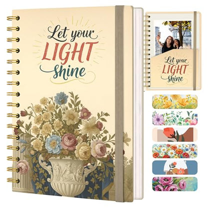 140 Pages Hardcover Blank Christian Notebook,Let Your Light Shine | Lined Pages with Bible Verse Cover – Inspirational Writing Spiral Notebook for Bible Study and Prayer - color: Light Shine
