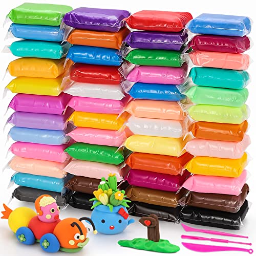 EDIFON Air Dry Clay, 48 Colors Modeling Clay for Kids, Foam Magic Clay Toy with Sculpting Tools, Non-Sticky, Ultra-Light & Soft, DIY Arts & Crafts School Project Set, Gifts for Boys & Girls Ages 3-12 - color: 48 colors