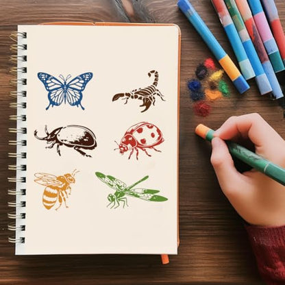 2 Sheets Insects Silkscreen Stencil, Butterfly Ladybird Honeybee Praying Mantis Painting Stencils Templates Reusable Self-Adhesive Silk Screen Printing for Wall Border Wood Fabric Home Decor - style: Insects