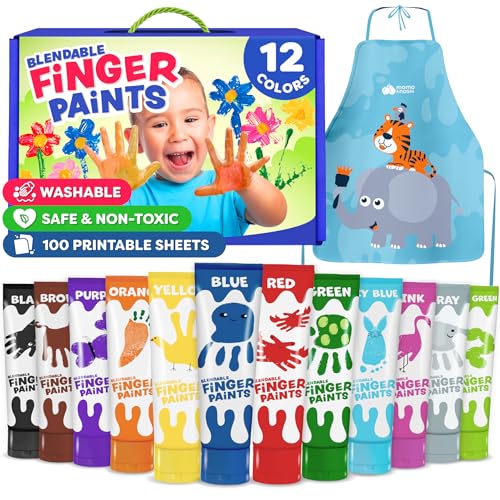 Finger Paint for Toddlers 1-3+, Washable Paint for Kids - Toddler Finger Painting - Non Toxic Baby Safe Toddler Art Supplies for Hand and Feet - Preschool Learning Activities Gifts for Kids Ages 2-4