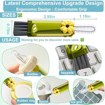 3 in 1 Cup Lid Gap Cleaning Brush, Cup Lid Brush, Multifunctional Water Bottle Cleaning Brush, Home Kitchen Crevice Brush Tools for Tiny Cup Lid Detail, Bottle Tight Spaces Cup(3 PCS) - color: Black, Green, Blue(3pcs)