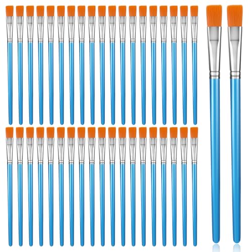 40 Pcs 1/2 inch Flat Paint Brushes for Acrylic Painting Watercolor Acrylic Paint Brushes Small Paint Brushes Bulk with Wooden Handle for Detail Painting Oil Watercolor Art Painting for Kids Adult
