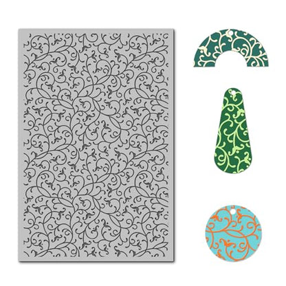 Swirls Polymer Clay Texture Mat for Earrings Jewelry Making, Filigree Flowers Clay Texture Sheets for Polymer Clay Projects Floral Stamps for Clay Earrings Tools