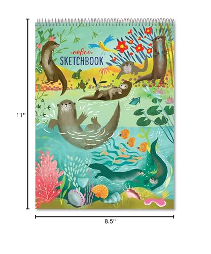 eeBoo: Otters Spiral Bound Blank Sketchbook - 60 Pages, 140 GSM/95 LB Paper, 8.5x11, Eco-Friendly, Kids Art Supplies - style: Otters