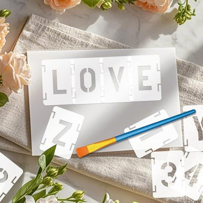 5 Inch Letter and Number Stencils Symbol Numbers Craft Stencils, 48 Pcs Reusable Alphabet Templates Interlocking Stencil Kit for Painting on Wood, Wall, Fabric, Rock, Sign, DIY Art Projects - style: 5 inch