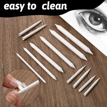 76 PCS Oil Pastel Blending Tools for Drawing, Blending Stumps and Paper Art Blenders Set with 60pcs Replacement Heads, Sponge Pens Sketch Drawing Tools for Highlighting Shadowing