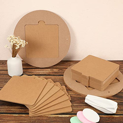 Pinkunn 22 Pcs Bat System for Pottery Wheel Clay Pottery with Removable Inserts 2 Pack 12'' Round Outer and 20 Pack 7'' Square Inner Bat with 3 Sponge for Potters Clay Artist