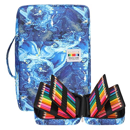 Large Capacity Pencil Case for Adults, 304 Slots Pen Case Pencil Case Multi Compartments Slot Pen Organizer Bag for Colored Pencils, Markers, Gel Pencils - color: Quicksand Blue