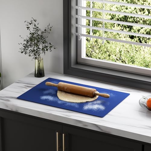 2-Pack Extra Thick Silicone Counter Mats - 24”x16” Large Heat Resistant Kitchen Countertop Protector, Non-Slip Hot Pad Trivet for Air Fryer, Hot Pots & Pans, Coffee Maker(Blue) - color: Blue