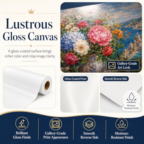 Premium Polyster Canvas Roll, Canvas Paper for Printing, Quick Dry, Wide Format Inkjet Printer Compatible, Paper Roll, Perfect for Fine Art, Photography, Giclée Printing, Archival Quality Prints - size: 36"x100' 300GSM Polyester Solvent ECO-Glossy