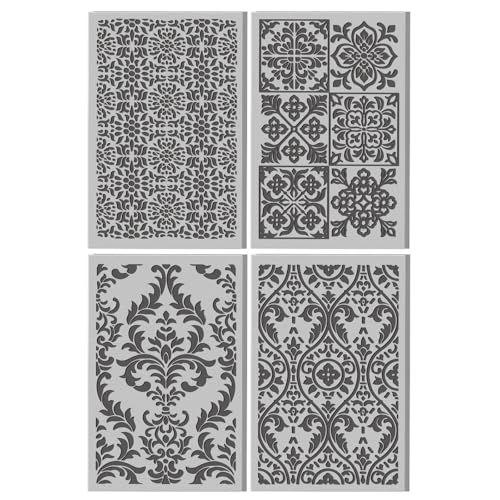 4 Pcs Gorgeous and Exquisite Pattern Polymer Clay Texture Sheet Ornate Royal Rubber Clay Texture Mat for Polymer Clays Making Earrings Jewelry DIY Crafts, 4 × 2.5 Inch - style: Ornate Royal