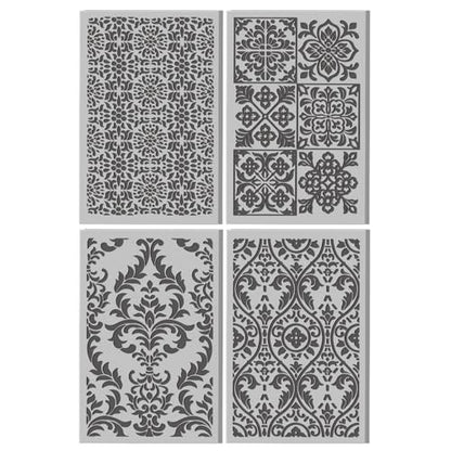 4 Pcs Gorgeous and Exquisite Pattern Polymer Clay Texture Sheet Ornate Royal Rubber Clay Texture Mat for Polymer Clays Making Earrings Jewelry DIY Crafts, 4 × 2.5 Inch - style: Ornate Royal