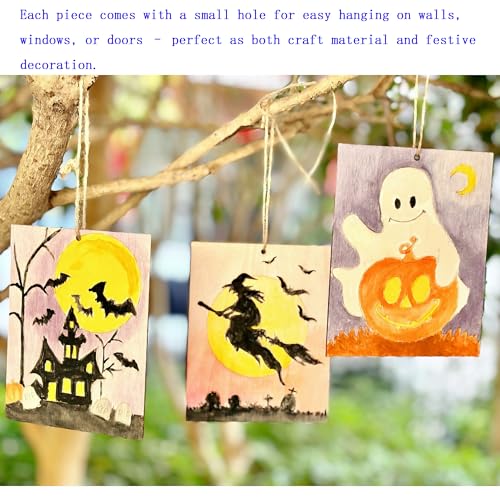Piatoeke 16PCS 5.9×4.7in Unfinished Wooden Halloween Cutouts Board for Kids Painting,Wood Crafts DIY Fun Things to Paint and Hang(Halloween) - color: Halloween